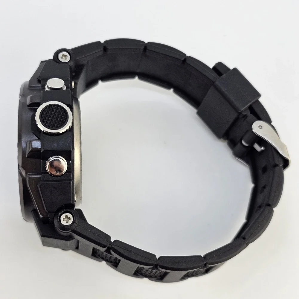 Findtime Men's Analog Digital Sports Watch 45MM Black Plastic Bands New Battery